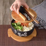 Takayama Ceramic Noodle Bowl Set with Lid, Spoon & Chopsticks