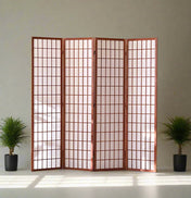 Kiyoshi 4-Panel Folding Wood Screen Divider in Walnut