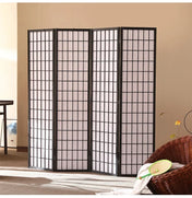 Kiyoshi 4-Panel Folding Wood Screen Divider in Black